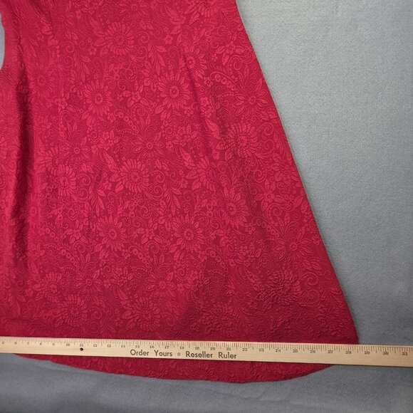 Talbots Dress Womens 12 P Red Silk Jacquard Floral A Line Midi Party Event Glam - Picture 14 of 15